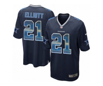 Men Nike Dallas Cowboys #21 Ezekiel Elliott Limited Navy Blue Strobe NFL Jersey