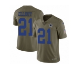 Men Nike Dallas Cowboys #21 Ezekiel Elliott Limited Olive 2017 Salute to Service NFL Jersey