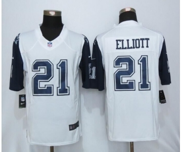 Men Nike Dallas Cowboys #21 Ezekiel Elliott White Stitched NFL Rush Jersey[Limited]