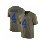 Men Nike Dallas Cowboys #4 Dak Prescott Limited Olive 2017 Salute to Service NFL Jersey