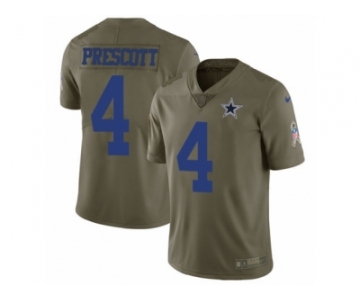 Men Nike Dallas Cowboys #4 Dak Prescott Limited Olive 2017 Salute to Service NFL Jersey