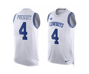 Men Nike Dallas Cowboys #4 Dak Prescott White Men's Stitched NFL Limited Tank Top Jersey