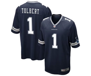 Men's Dallas Cowboys #1 Jalen Tolbert Navy Blue Vapor Limited Jersey