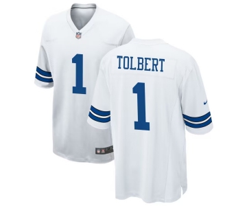 Men's Dallas Cowboys #1 Jalen Tolbert White Vapor Limited Jersey