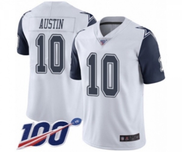 Men's Dallas Cowboys #10 Tavon Austin Limited White Rush Vapor Untouchable 100th Season Football Jersey