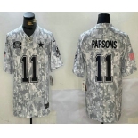 Men's Dallas Cowboys #11 Micah Parsons 2024 FUSE Arctic Camo Salute to Service Limited Stitched Jersey