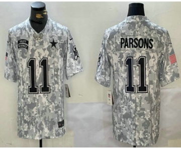 Men's Dallas Cowboys #11 Micah Parsons 2024 FUSE Arctic Camo Salute to Service Limited Stitched Jersey