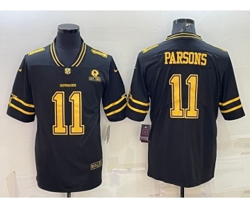 Men's Dallas Cowboys #11 Micah Parsons Black Gold Edition With 1960 Patch Limited Stitched Football Jersey