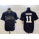 Men's Dallas Cowboys #11 Micah Parsons Black With Patch Cool Base Stitched Baseball Jersey