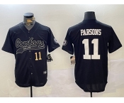 Men's Dallas Cowboys #11 Micah Parsons Black With Patch Cool Base Stitched Baseball Jerseys