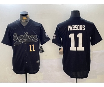 Men's Dallas Cowboys #11 Micah Parsons Black With Patch Cool Base Stitched Baseball Jerseys