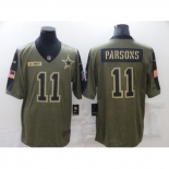 Men's Dallas Cowboys #11 Micah Parsons Gold 2021 Salute To Service Limited Player Jersey