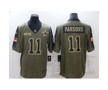 Men's Dallas Cowboys #11 Micah Parsons Gold 2021 Salute To Service Limited Player Jersey