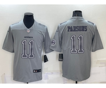 Men's Dallas Cowboys #11 Micah Parsons LOGO Grey Atmosphere Fashion 2022 Vapor Untouchable Stitched Nike Limited Jersey