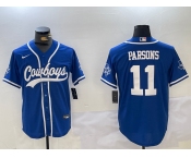 Men's Dallas Cowboys #11 Micah Parsons Light Blue Stitched Cool Base Nike Baseball Jersey