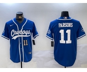 Men's Dallas Cowboys #11 Micah Parsons Light Blue Stitched Cool Base Nike Baseball Jerseys