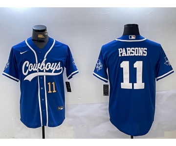 Men's Dallas Cowboys #11 Micah Parsons Light Blue Stitched Cool Base Nike Baseball Jerseys