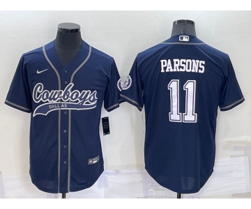 Men's Dallas Cowboys #11 Micah Parsons Navy Blue Stitched Cool Base Nike Baseball Jersey