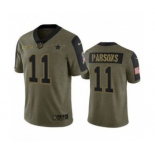 Men's Dallas Cowboys #11 Micah Parsons Olive 2021 Salute To Service Limited Stitched Jersey