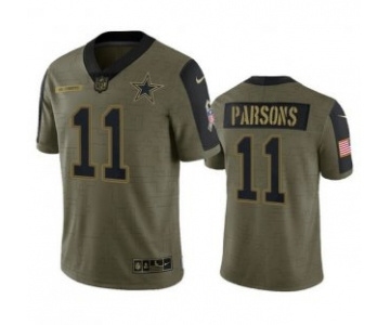 Men's Dallas Cowboys #11 Micah Parsons Olive 2021 Salute To Service Limited Stitched Jersey