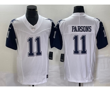 Men's Dallas Cowboys #11 Micah Parsons White FUSE Vapor Thanksgiving Limited Stitched Jersey