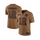 Men's Dallas Cowboys #12 Roger Staubach 2023 Brown Salute To Service Limited Football Stitched Jersey