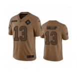 Men's Dallas Cowboys #13 Michael Gallup 2023 Brown Salute To Service Limited Football Stitched Jersey