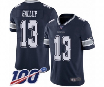 Men's Dallas Cowboys #13 Michael Gallup Navy Blue Team Color Vapor Untouchable Limited Player 100th Season Football Jersey