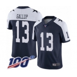 Men's Dallas Cowboys #13 Michael Gallup Navy Blue Throwback Alternate Vapor Untouchable Limited Player 100th Season Football Jersey