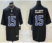 Men's Dallas Cowboys #15 Ezekiel Elliott Black Throwback Vapor Limited Stitched Jersey