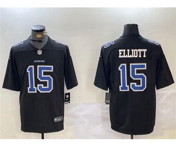 Men's Dallas Cowboys #15 Ezekiel Elliott Black Throwback Vapor Untouchable Limited Stitched Jersey