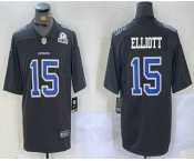 Men's Dallas Cowboys #15 Ezekiel Elliott Black Throwback With 1960 Patch Vapor Limited Stitched Jersey