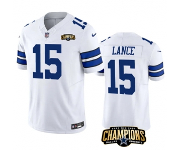 Men's Dallas Cowboys #15 Trey Lance White 2023 F.U.S.E. NFC East Champions Patch Football Stitched Jersey