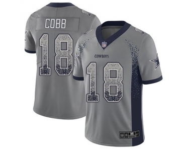 Men's Dallas Cowboys #18 Randall Cobb Limited Gray Rush Drift Fashion Football Jersey