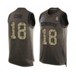 Men's Dallas Cowboys #18 Randall Cobb Limited Green Salute to Service Tank Top Football Jersey