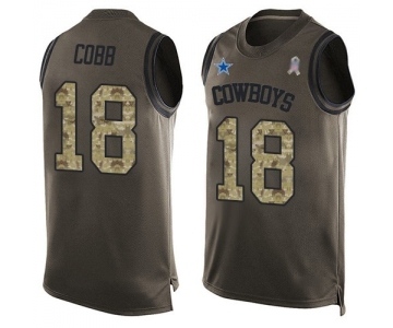 Men's Dallas Cowboys #18 Randall Cobb Limited Green Salute to Service Tank Top Football Jersey