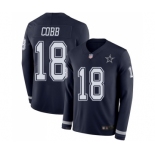 Men's Dallas Cowboys #18 Randall Cobb Limited Navy Blue Therma Long Sleeve Football Jersey