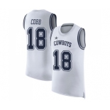 Men's Dallas Cowboys #18 Randall Cobb White Rush Player Name & Number Tank Top Football Jersey