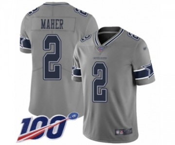 Men's Dallas Cowboys #2 Brett Maher Limited Gray Inverted Legend 100th Season Football Jersey