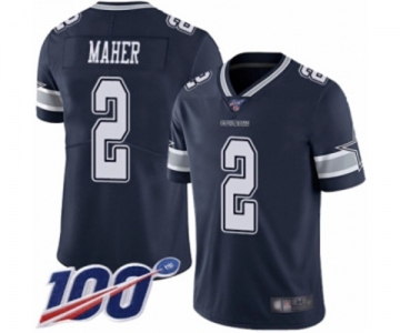 Men's Dallas Cowboys #2 Brett Maher Navy Blue Team Color Vapor Untouchable Limited Player 100th Season Football Jersey