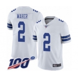 Men's Dallas Cowboys #2 Brett Maher White Vapor Untouchable Limited Player 100th Season Football Jersey