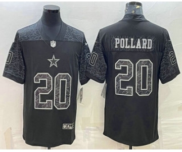 Men's Dallas Cowboys #20 Tony Pollard Black Reflective Limited Stitched Football Jerse