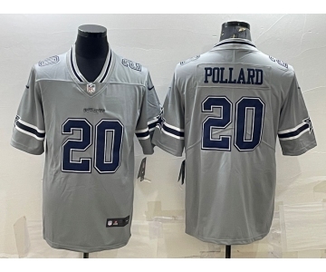 Men's Dallas Cowboys #20 Tony Pollard Gray Vapor Untouchable Limited Stitched Jersey