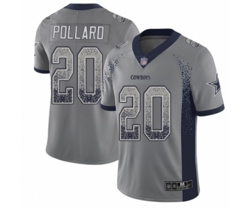 Men's Dallas Cowboys #20 Tony Pollard Limited Gray Rush Drift Fashion Football Jersey