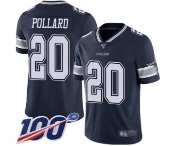 Men's Dallas Cowboys #20 Tony Pollard Navy Blue Team Color Vapor Untouchable Limited Player 100th Season Football Jersey