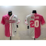 Men's Dallas Cowboys #20 Tony Pollard Red White With Patch Cool Base Stitched Baseball Jersey