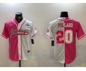 Men's Dallas Cowboys #20 Tony Pollard Red White With Patch Cool Base Stitched Baseball Jersey