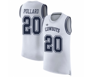 Men's Dallas Cowboys #20 Tony Pollard White Rush Player Name & Number Tank Top Football Jersey