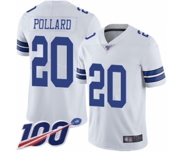 Men's Dallas Cowboys #20 Tony Pollard White Vapor Untouchable Limited Player 100th Season Football Jersey