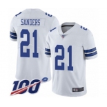 Men's Dallas Cowboys #21 Deion Sanders White Vapor Untouchable Limited Player 100th Season Football Jersey